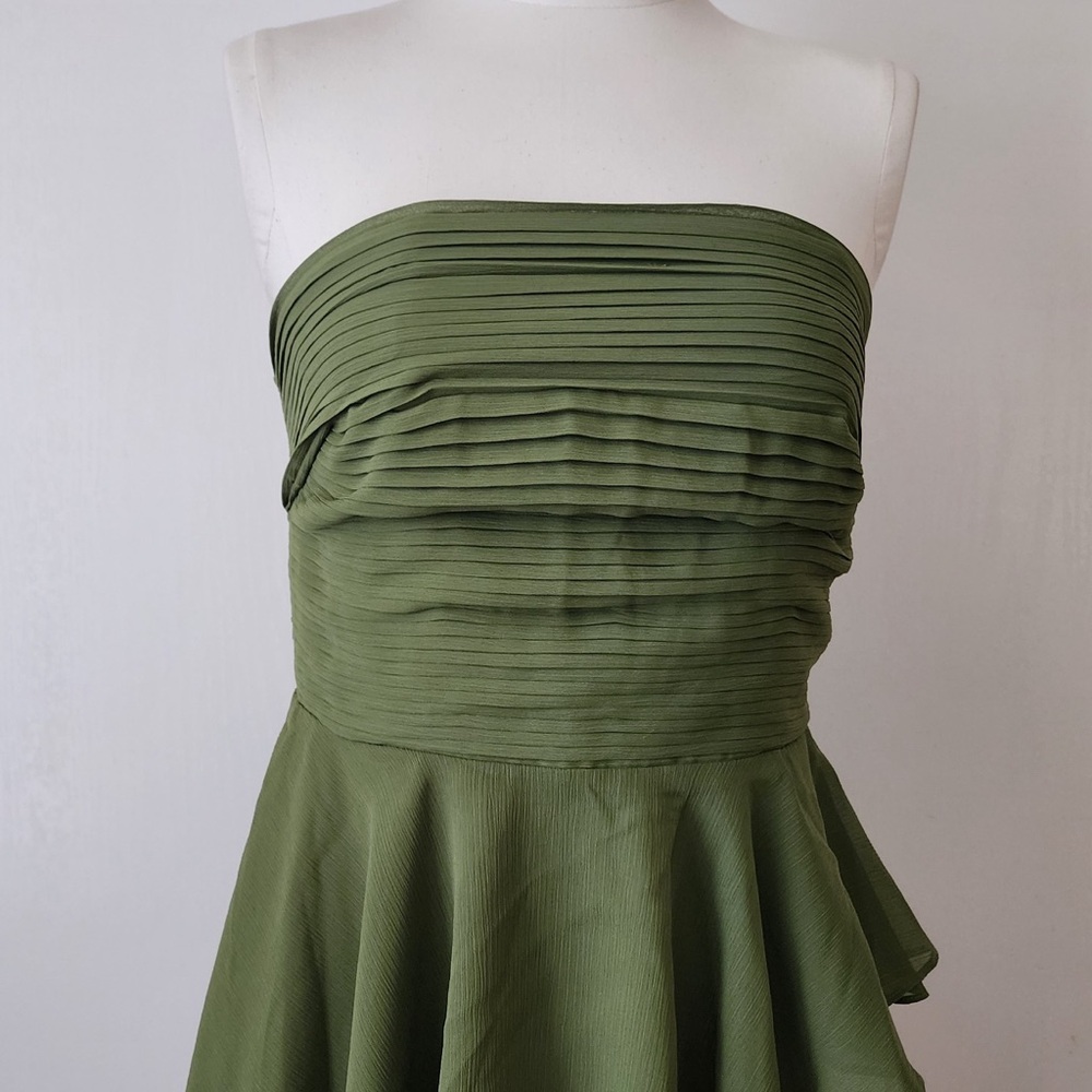 Parker Green Strapless Pleated Top